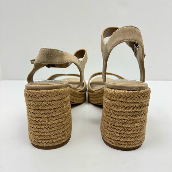 NEW Vince Camuto Ranneli Tan Suede Leather Espadrille Platform Sandal - Picture 7 of 15
